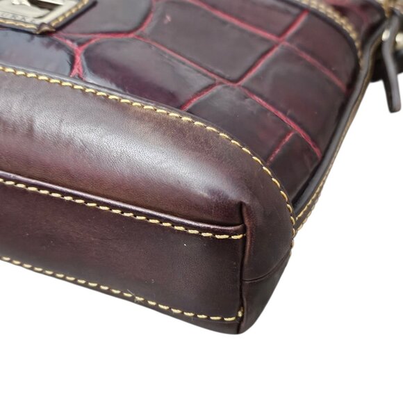 Dooney & Bourke Croc Embossed Tortoise Leather Red Crossbody Hand Bag - Picture 11 of 13